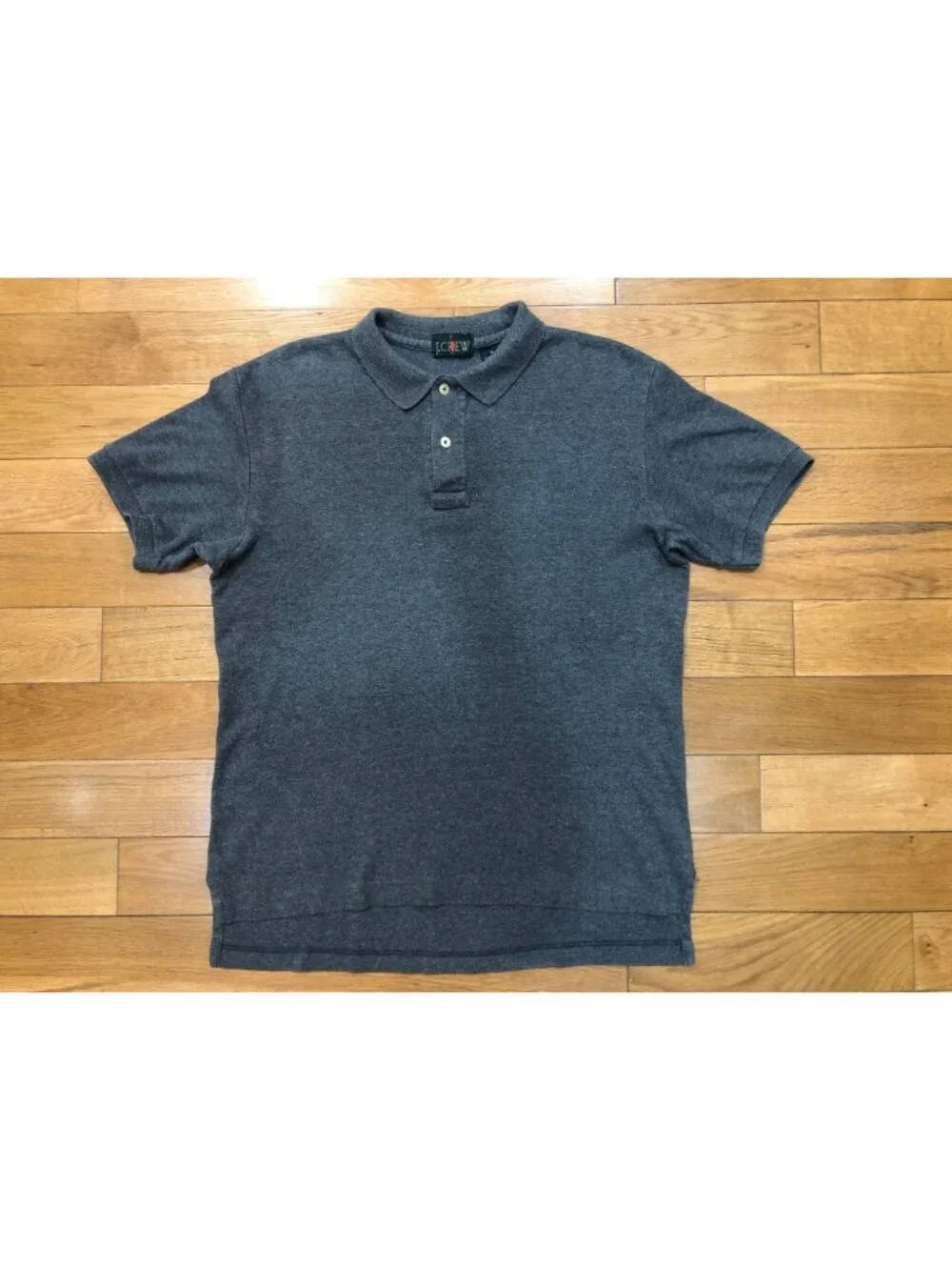 J Crew Oarsman Cotton Short Sleeve Gray Polo Collegiate Preppy Coastal Size M